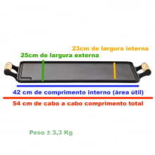 chapa de ferro fundido, 43 cm, bifeira, bifeteira, santana, picanheira retangular